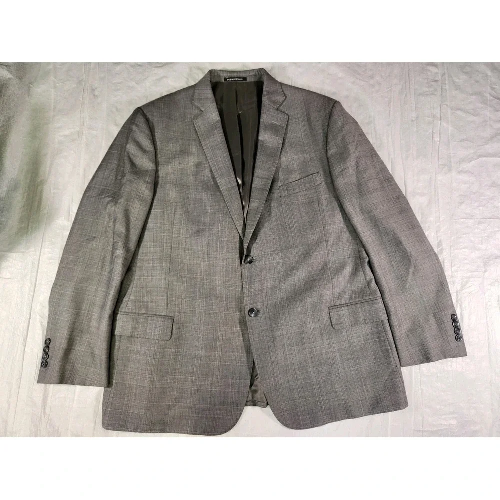 J Hilburn Custom Contemporary Wool Gray Two Button Blazer 47R Vitale Barberis J.
